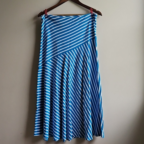 Chaps Dresses & Skirts - Chaps Bright Blue And White Striped Maxi Skirt - Flared A-Line (Women's M)